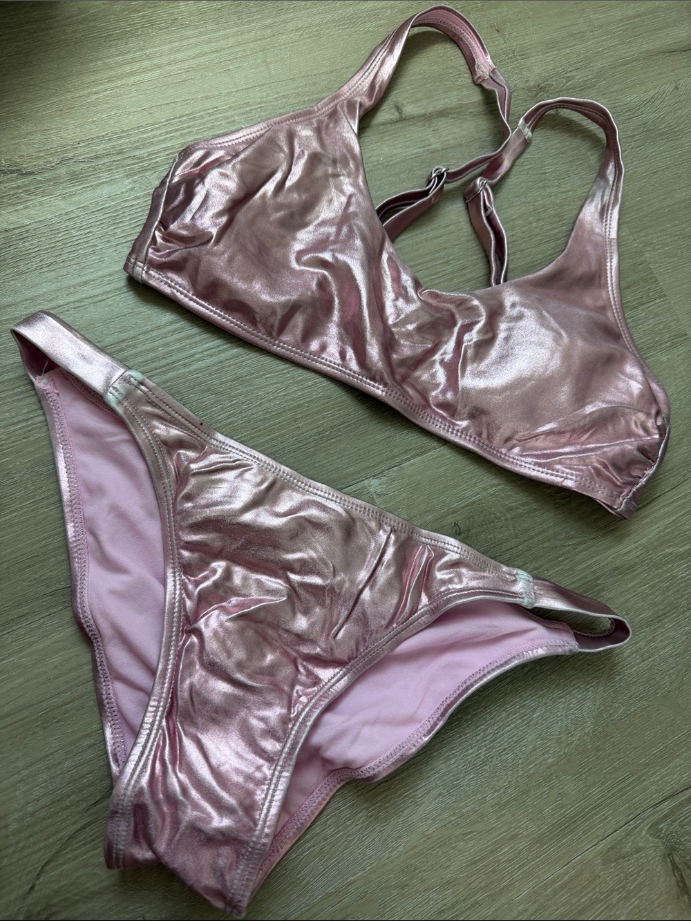Xhilaration Metallic Pink Bikini Set